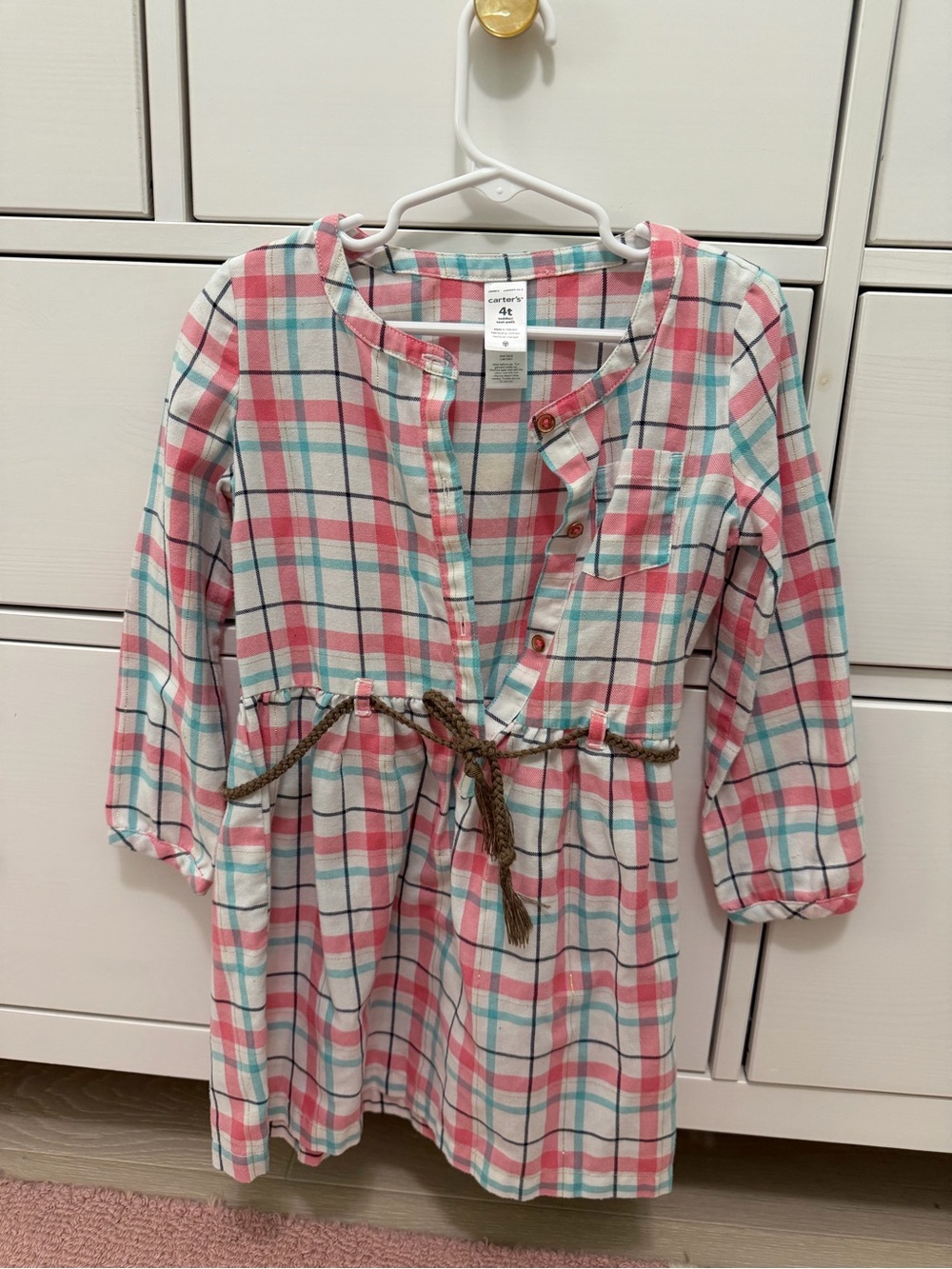 Carter's Pink and Blue Plaid Button Down Dress
